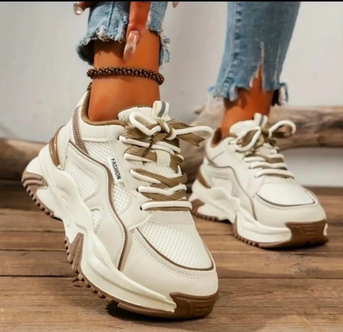 Lace-up Athletic Sneakers - Brown