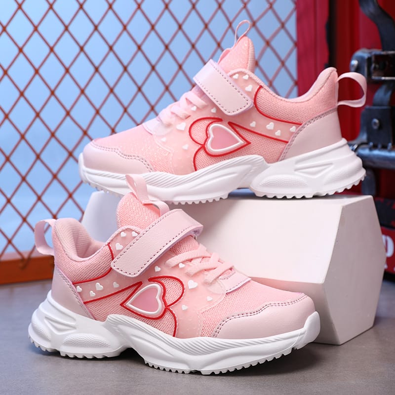 Mesh Sneakers with Hearts