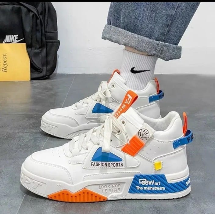 High-Top Sneakers with Color Blocks