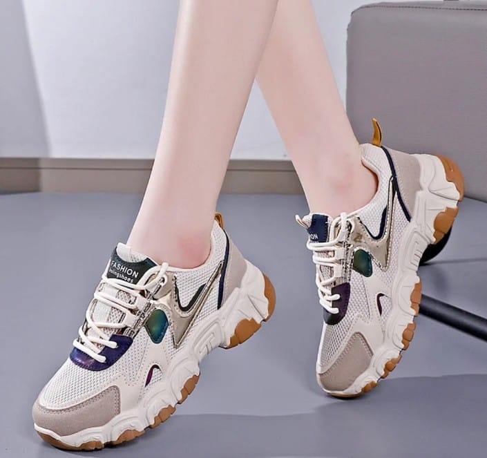 Breathable Women's Vulcanized Mesh Sneakers - Purple