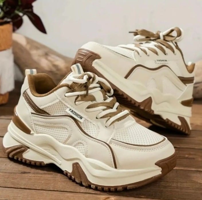 Lace-up Athletic Sneakers - Brown