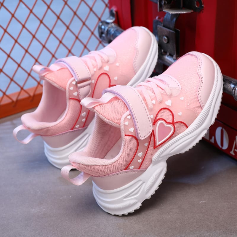 Mesh Sneakers with Hearts