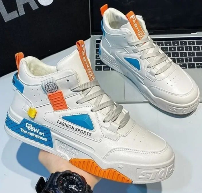 High-Top Sneakers with Color Blocks